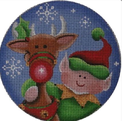 click here to view larger image of Rudolph and Elf 18M (hand painted canvases)