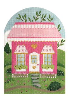 click here to view larger image of Pink House White Door (hand painted canvases)