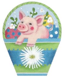 click here to view larger image of Pig Basket (hand painted canvases)