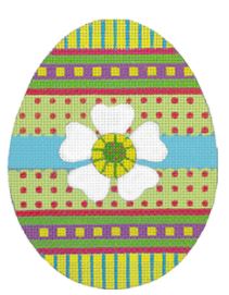 click here to view larger image of White Flower Blue Ribbon Egg (hand painted canvases)