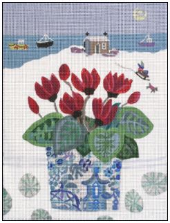 click here to view larger image of Snowy Cyclamen (hand painted canvases)