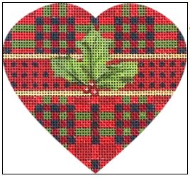 click here to view larger image of Plaid Holly Heart (hand painted canvases)