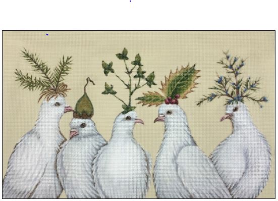 click here to view larger image of Festive Doves (hand painted canvases)