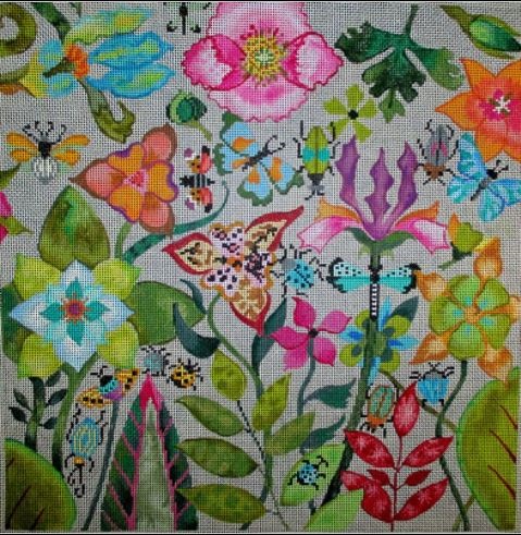 click here to view larger image of Bugs & Blooms (hand painted canvases)