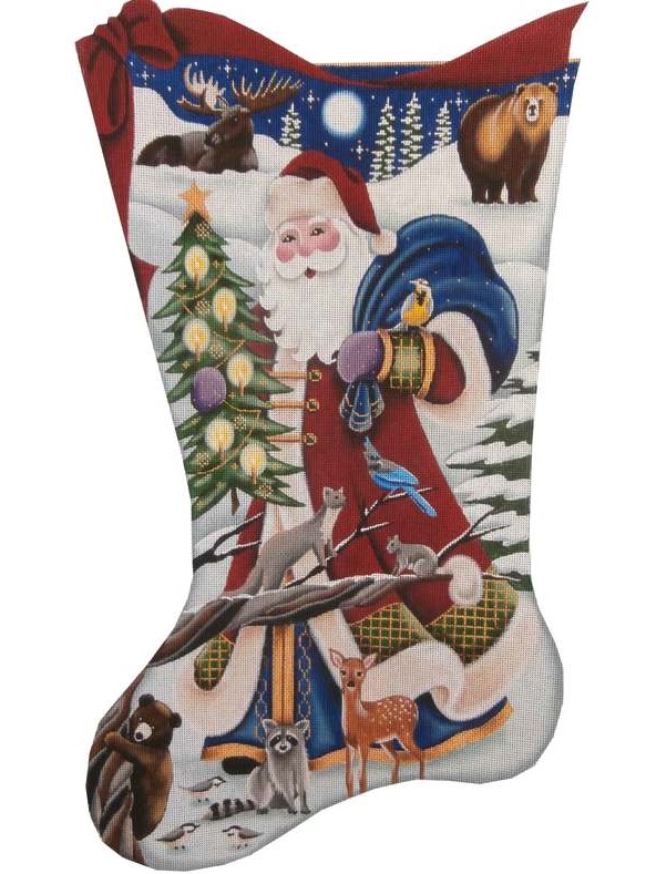 click here to view larger image of Wilderness Santa Stocking (hand painted canvases)