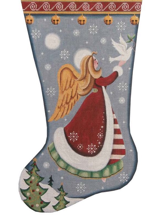 click here to view larger image of Folk Angel of Peace Stocking (hand painted canvases)