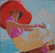click here to view larger image of Lady in Red Hat (hand painted canvases)