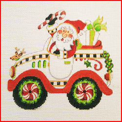 click here to view larger image of Santa in Christmas Car (hand painted canvases)