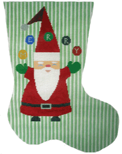 click here to view larger image of Merry Juggling Santa Stocking (hand painted canvases)