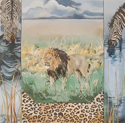 click here to view larger image of Black - Maned Lion/Zebras (hand painted canvases)