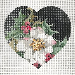 click here to view larger image of Christmas Rose Heart (hand painted canvases)
