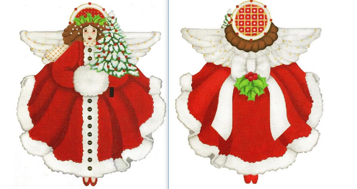click here to view larger image of Two Sided Snowy Red Angel (hand painted canvases)