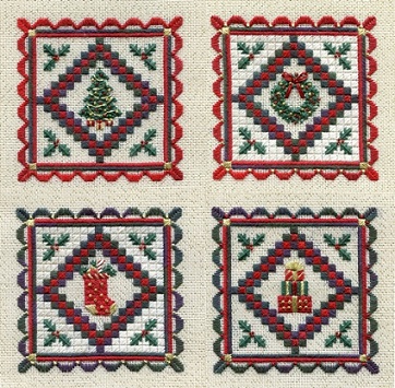 click here to view larger image of Miniature Holiday Quilts (Includes Embellishments) (counted canvas work)