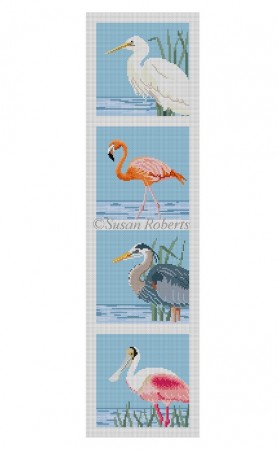 click here to view larger image of Wading Birds Coaster Strip (hand painted canvases)