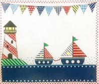 click here to view larger image of Patterned Sailboats (hand painted canvases)