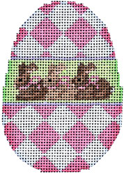 click here to view larger image of Pink Harlequin/Bunny Egg (hand painted canvases)