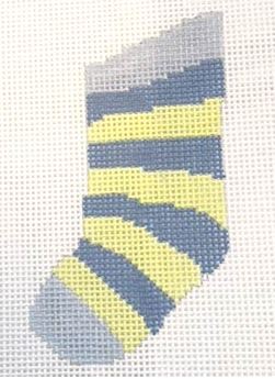 click here to view larger image of Blue & Green Stripes Mini Sock (hand painted canvases)