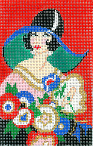 click here to view larger image of Art Deco - Lady with Flowers (hand painted canvases)