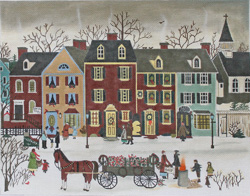 click here to view larger image of Christmas on Beemis St. (hand painted canvases)