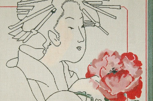 click here to view larger image of Geisha / Red Poppy (hand painted canvases)