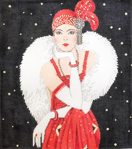 click here to view larger image of Art Deco Lady in Red (hand painted canvases)