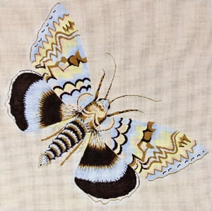 click here to view larger image of Moth Light Blue Brown and Yellow (hand painted canvases)