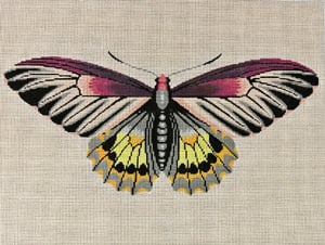 click here to view larger image of Moth Magenta, Gray, and Yellow (hand painted canvases)
