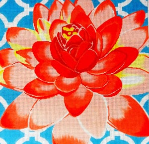 click here to view larger image of Water Lily on Aqua (hand painted canvases)