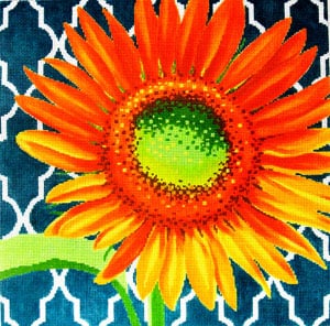 click here to view larger image of Sunflower on Teal (hand painted canvases)