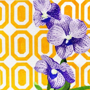 click here to view larger image of Purple Orchid on Yellow Vanda (hand painted canvases)