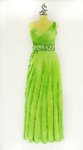 click here to view larger image of Evening Gown - Lime with one shoulder strap (hand painted canvases)