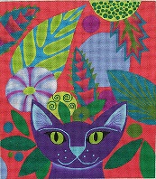 click here to view larger image of Purple Cat (hand painted canvases)