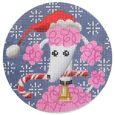 click here to view larger image of Pink Poodle Xmas Circle (hand painted canvases)