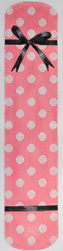 click here to view larger image of Polka Dot & Bow Eyeglass Case Pink (hand painted canvases)