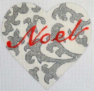 click here to view larger image of Noel Heart Silver (hand painted canvases)
