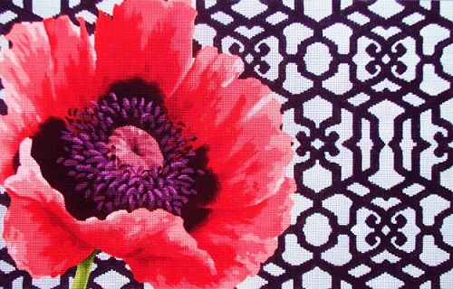 click here to view larger image of Poppy / Trellis - 18 Count (hand painted canvases)
