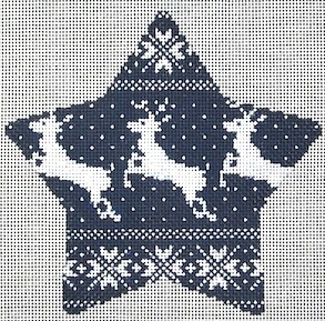 click here to view larger image of Nordic Reindeer Xmas Star Navy (hand painted canvases)