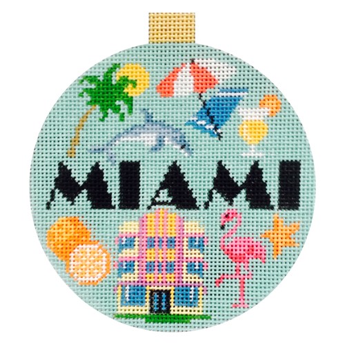 click here to view larger image of Travel Round - Miami (hand painted canvases)