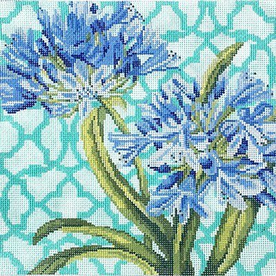 click here to view larger image of Trellis Square - Agapanthus (hand painted canvases)
