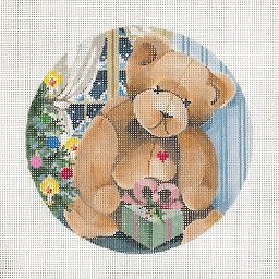 click here to view larger image of Teddy Bear With Gift Ornament (hand painted canvases)