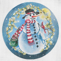 click here to view larger image of Snowman With Cardinal Ornament (hand painted canvases)
