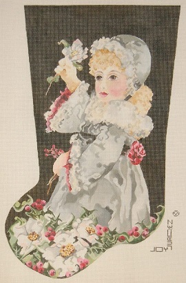 click here to view larger image of Lettie - Christmas Rose Stocking (hand painted canvases)