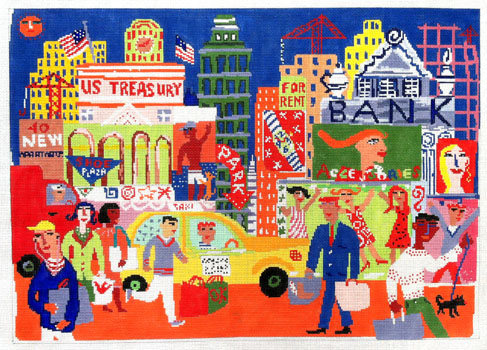 click here to view larger image of City Scene (hand painted canvases)