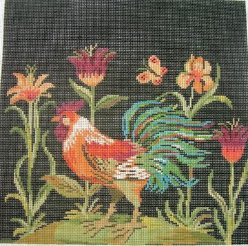 click here to view larger image of Rooster with Flowers (hand painted canvases)
