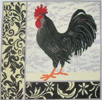 click here to view larger image of Black Rooster (hand painted canvases)