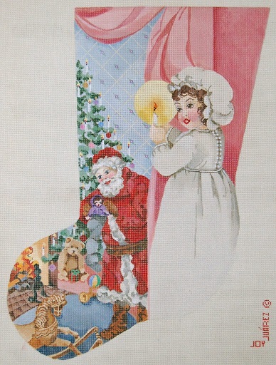 click here to view larger image of Spying On Santa Stocking (hand painted canvases)