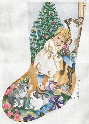 click here to view larger image of Victorian Sweetheart Stocking (hand painted canvases)