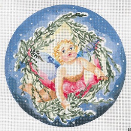 click here to view larger image of Angel In Flight - Spruce Outline Circular (hand painted canvases)