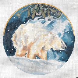 click here to view larger image of Polar Bear Shaking Off Snow Circular (hand painted canvases)