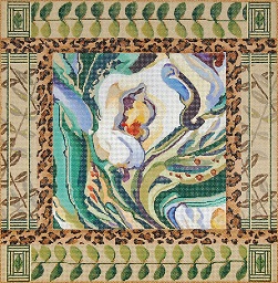 click here to view larger image of Calla Lily Tile - Leaf Border (hand painted canvases)